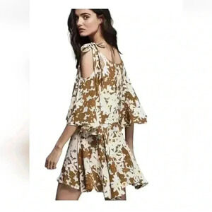 Free People FP One LUCINA Retro Print Cold Shoulder BOHO Dress